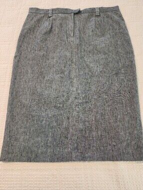 Shape FX Black/White Heathered Pencil Skirt 18Tall Linen Cotton Office Career